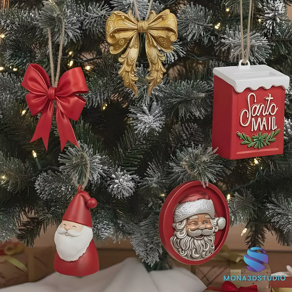 Christmas Tree Ornament 3D Set - Commercial License 3D print model_0