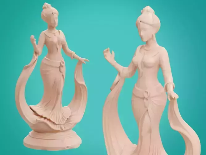 Classic Female Figurine Black Gold Sculpture 3d print ready