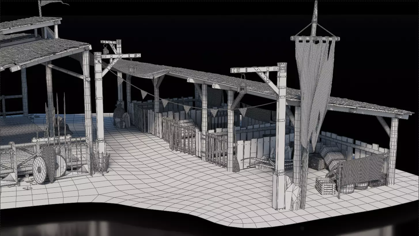 Army Shelter Stable Medieval 3D model_6