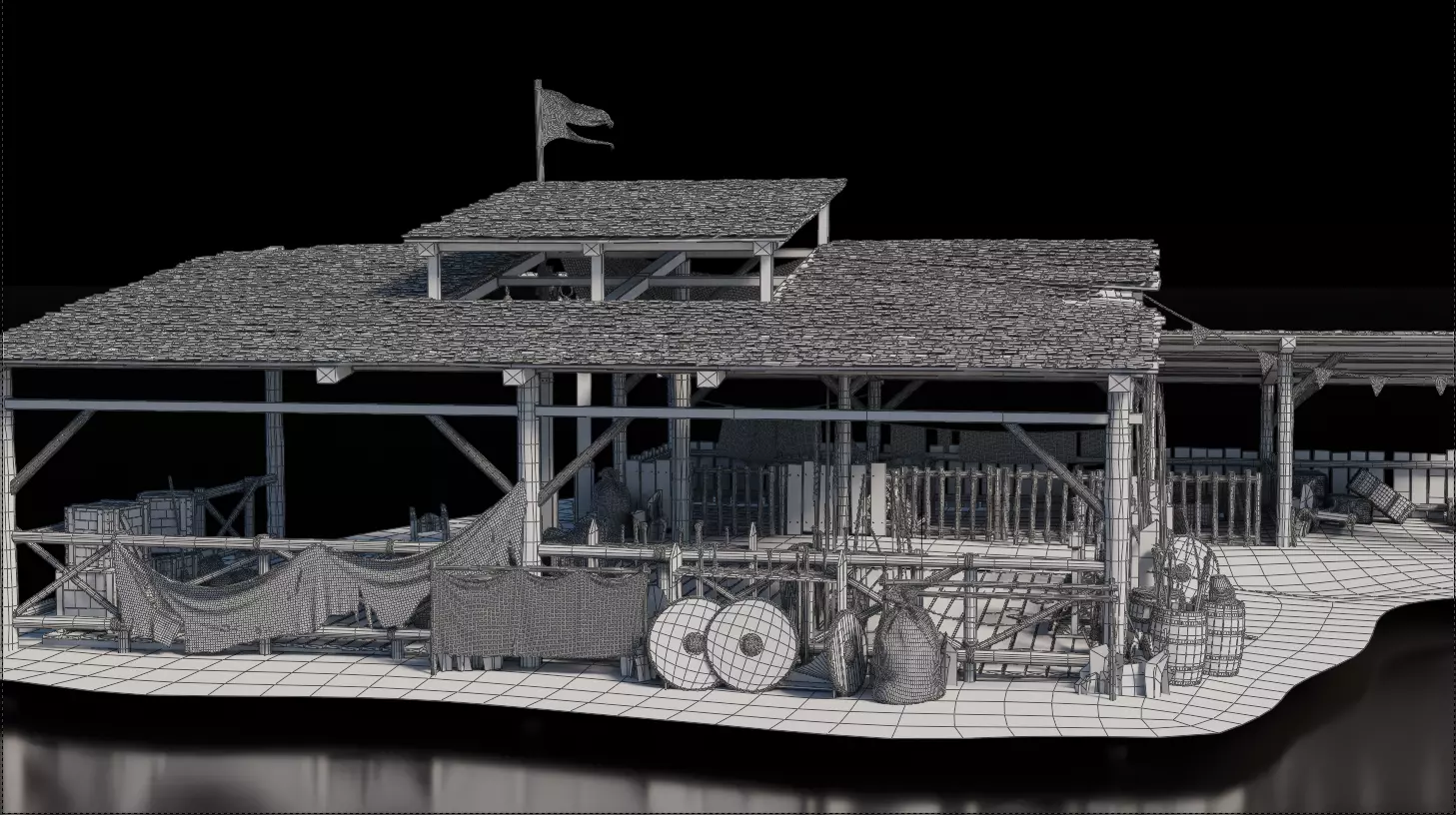 Army Shelter Stable Medieval 3D model_5