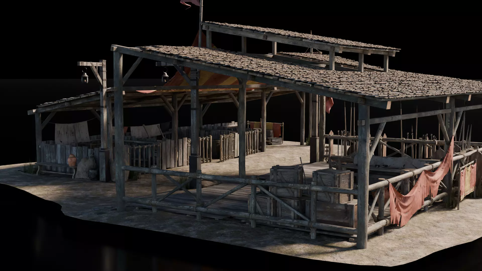 Army Shelter Stable Medieval 3D model_3