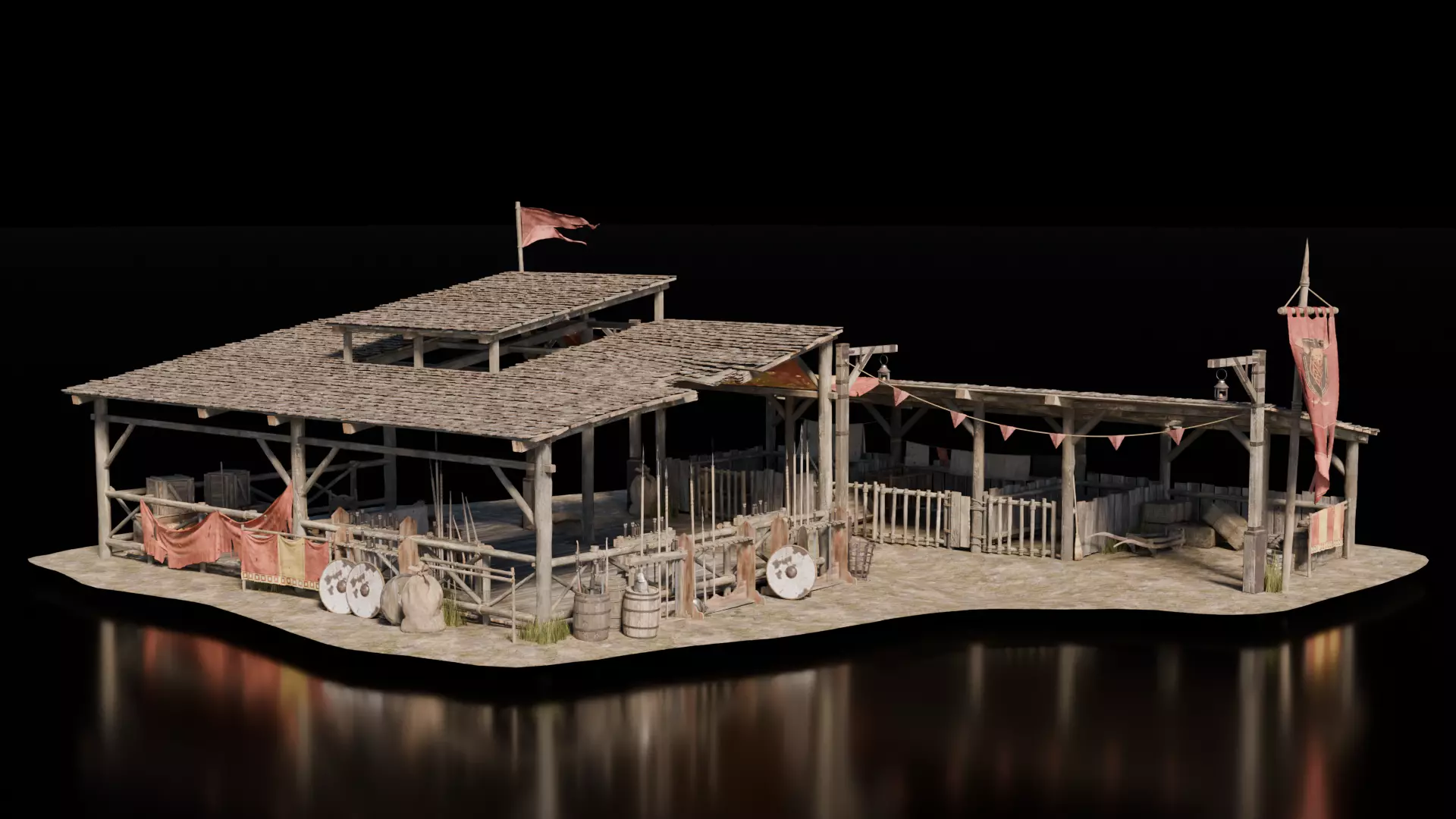 Army Shelter Stable Medieval 3D model_0