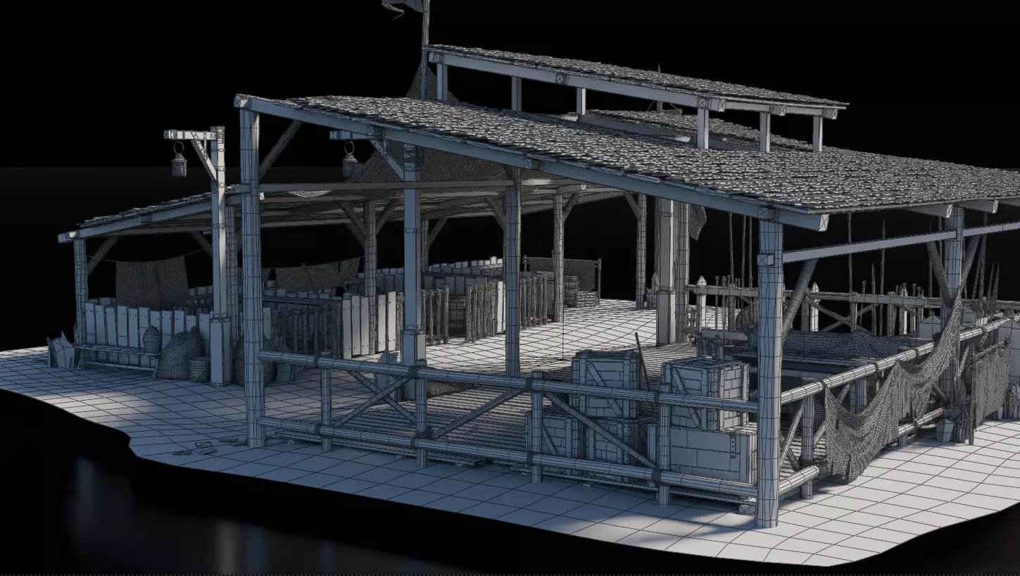 Army Shelter Stable Medieval 3D model_7