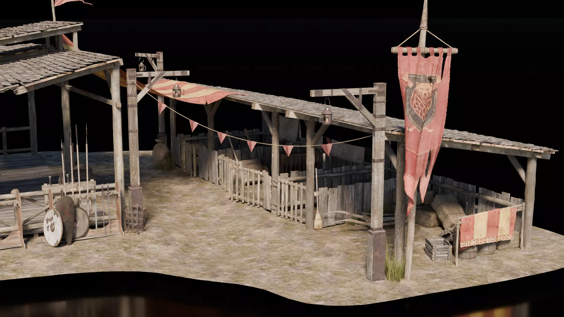 Army Shelter Stable Medieval 3D model_2