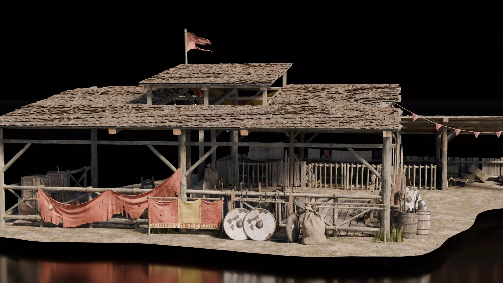 Army Shelter Stable Medieval 3D model_1