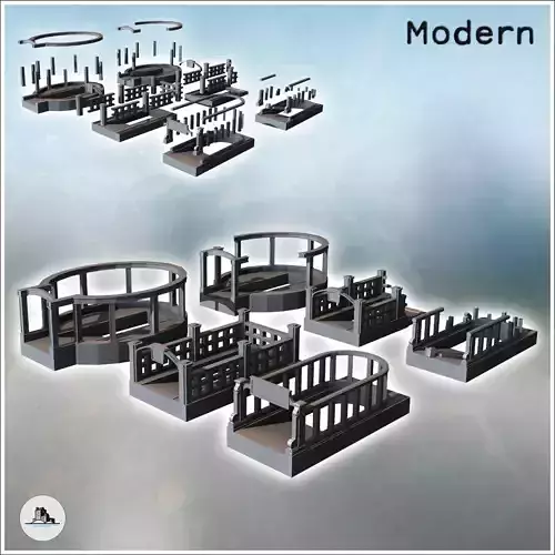 Set of underground metro entrance with intact and destroyed vers 3D print model