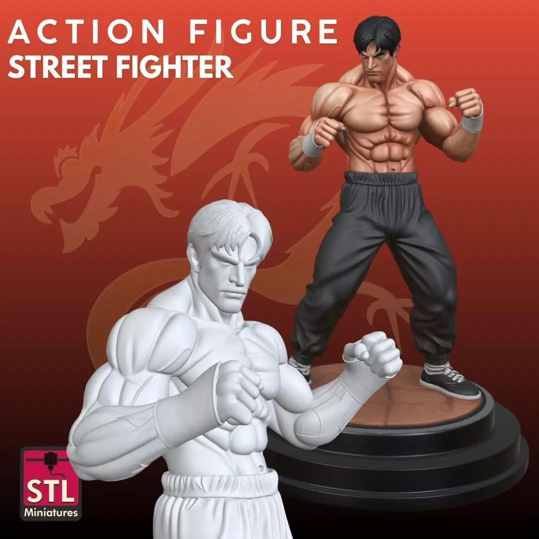 Street Fighter Inspired STL Dynamic Action Figure 3D 3D print model
