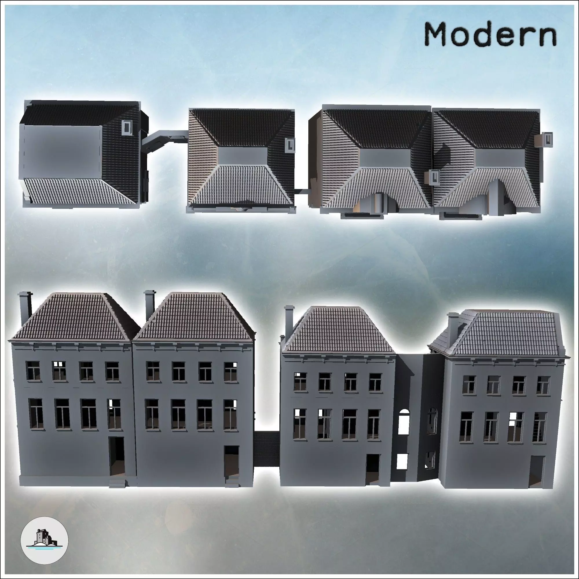 European House Set Arnhem Netherlands intact version - World War 3D print model_3