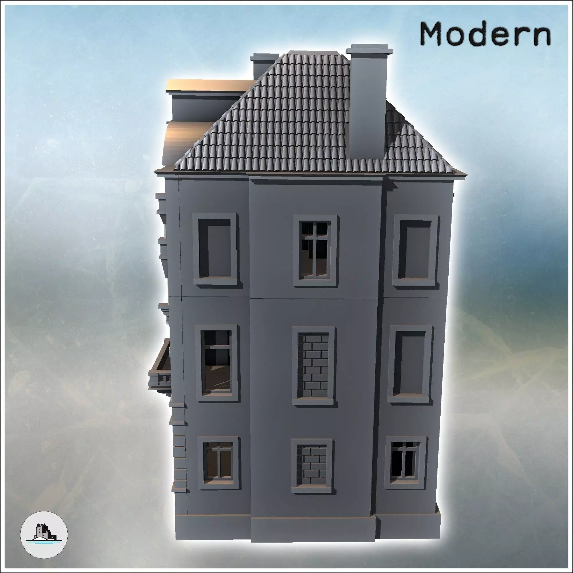 European House Set Arnhem Netherlands intact version - World War 3D print model_4