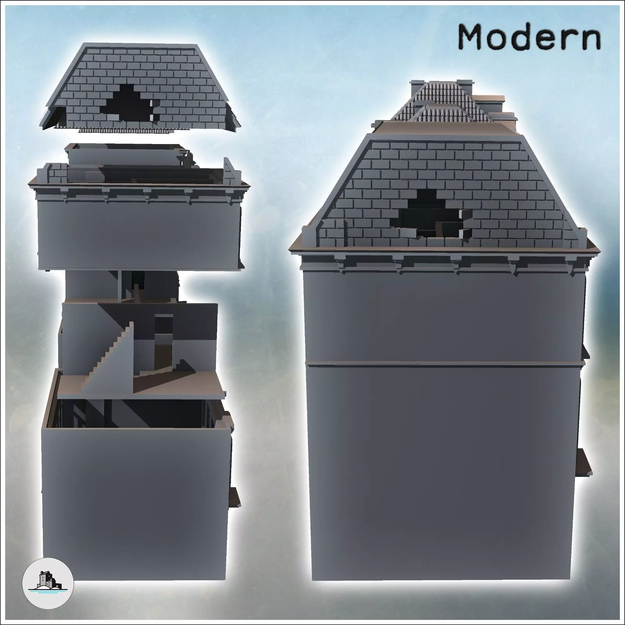 European House Set Arnhem Netherlands intact version - World War 3D print model_2