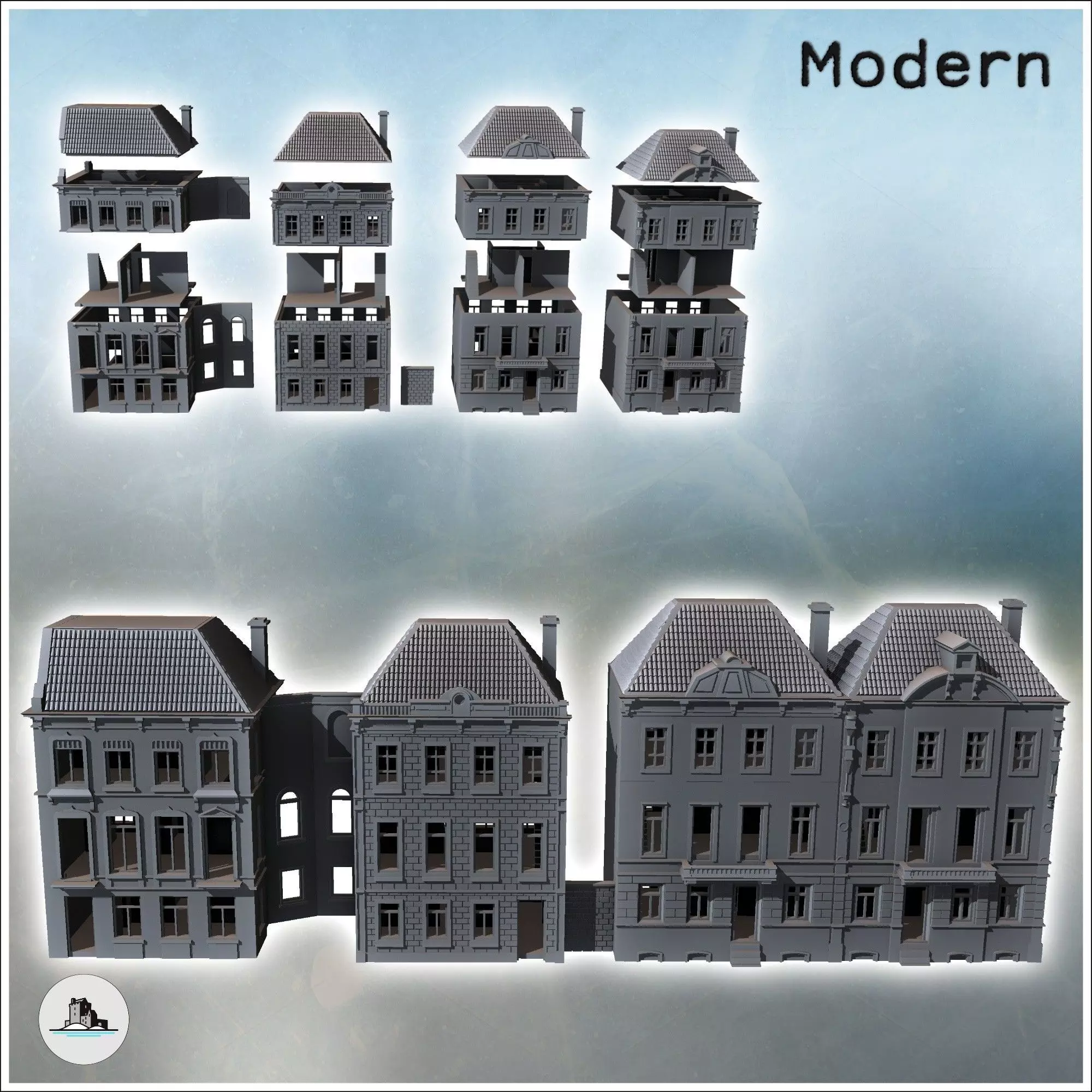 European House Set Arnhem Netherlands intact version - World War 3D print model_1