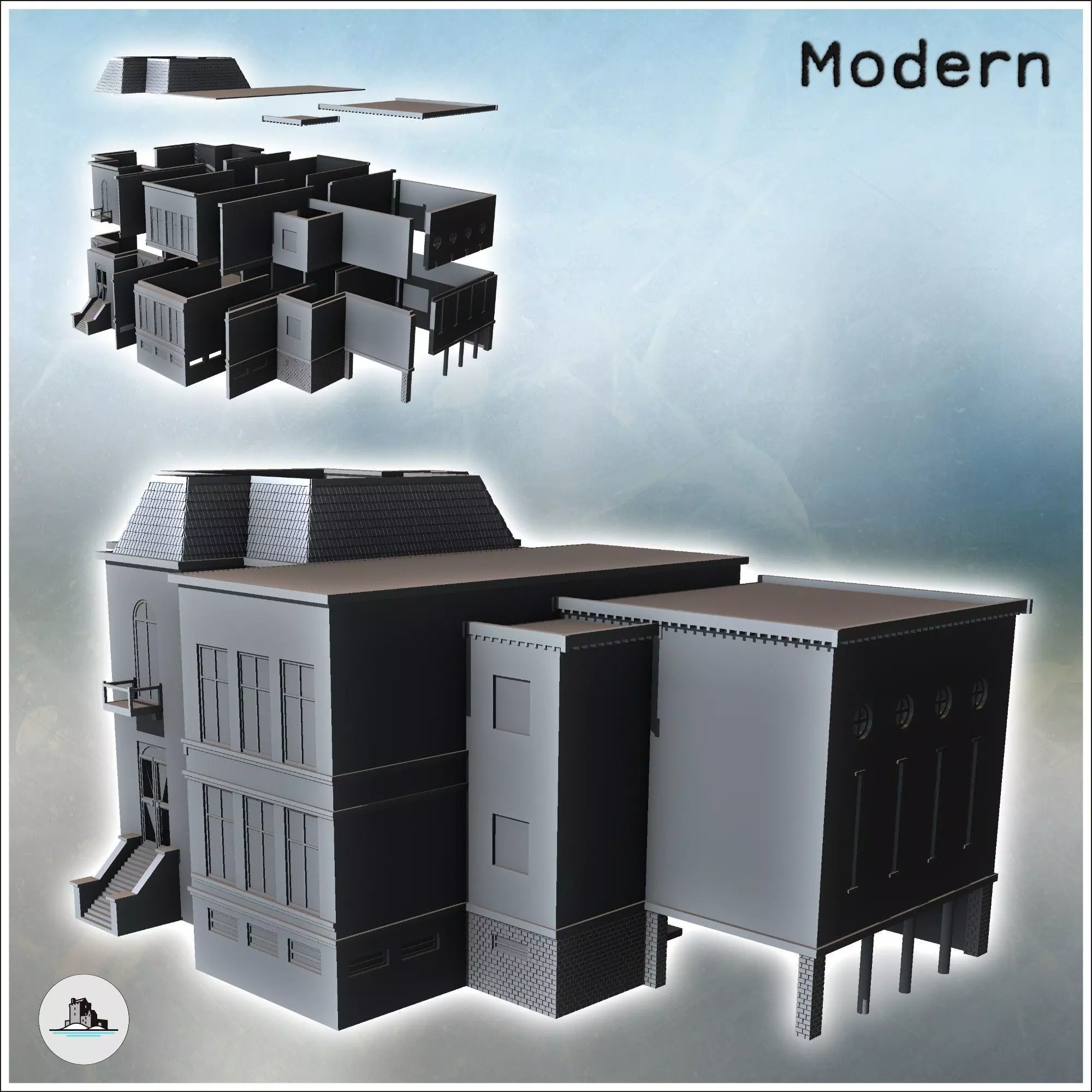 Municipal school with access stairs Arnhem The Netherlands - Wor 3D print model_0