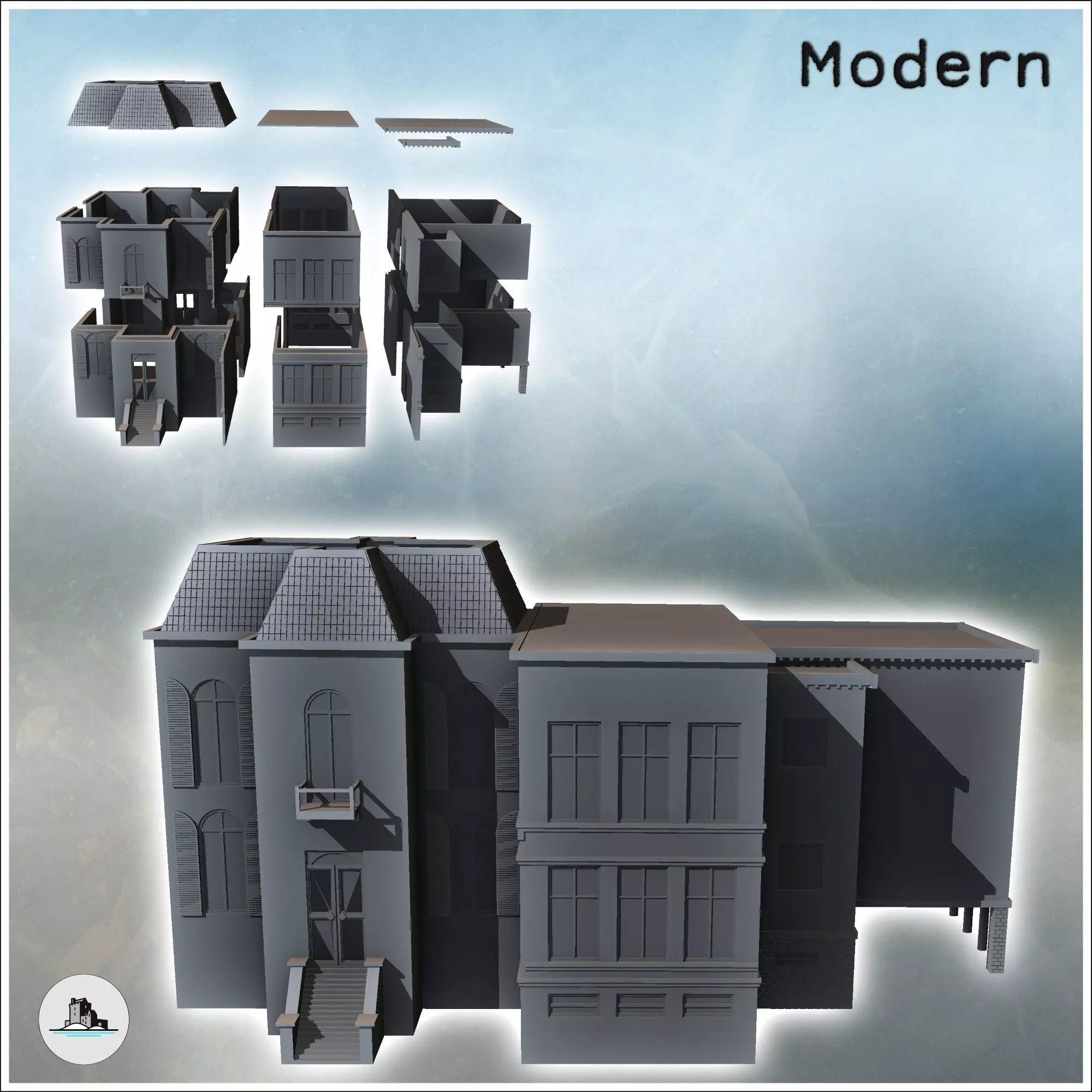 Municipal school with access stairs Arnhem The Netherlands - Wor 3D print model_1