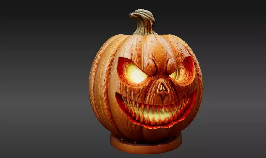 Jack-O-Lantern Pumpkin 3D Model Halloween Two Pack Model 3D model_6