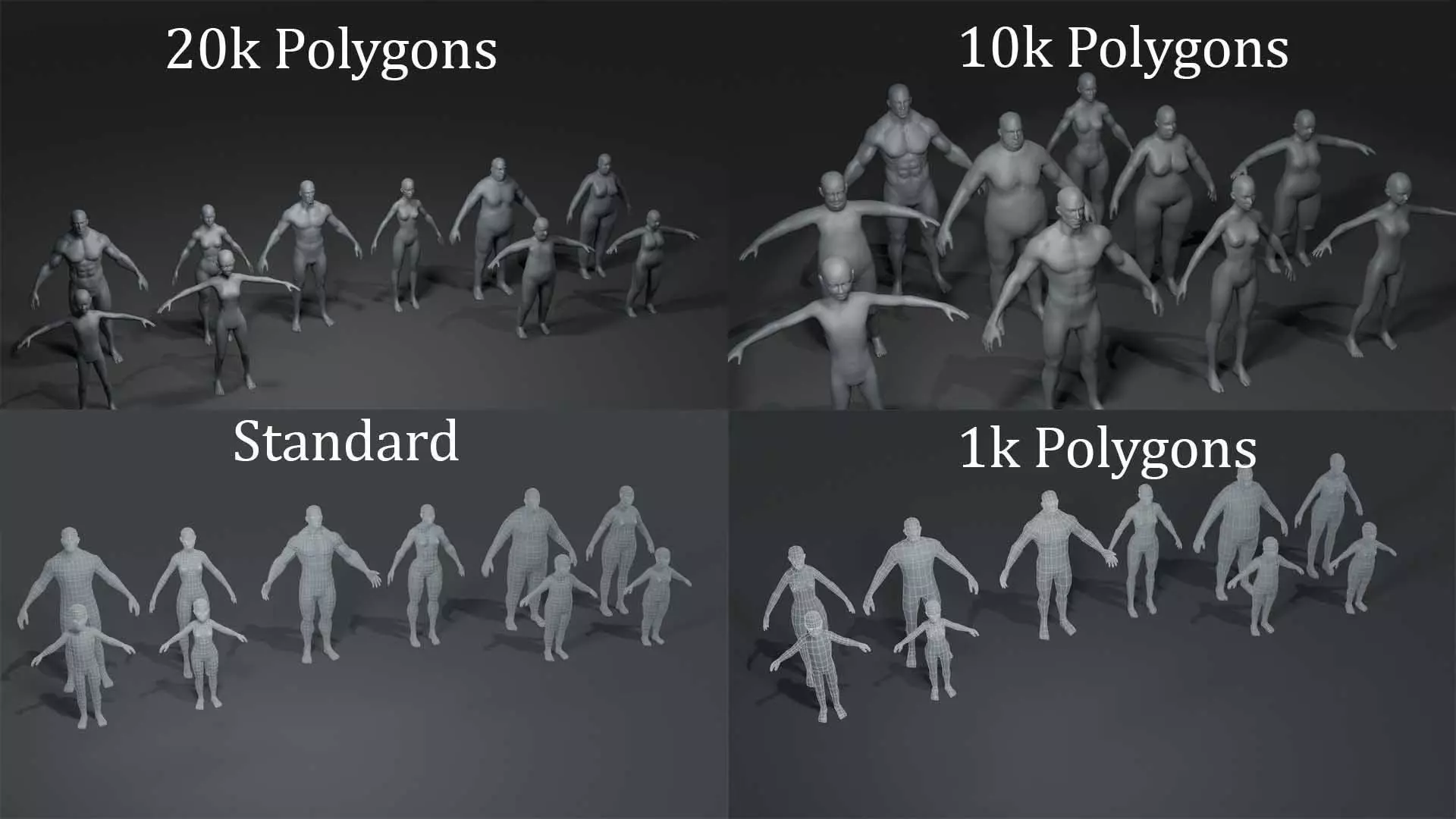 Human Body Base Mesh 40 Models Pack with 76 Sound Effects Low-poly 3D model_8