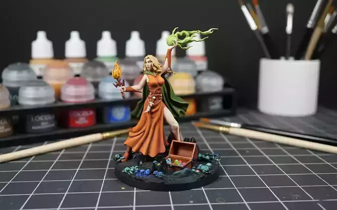 Iconic Red Box Sorceress from DnD Basic Set Cover 3D Print Model