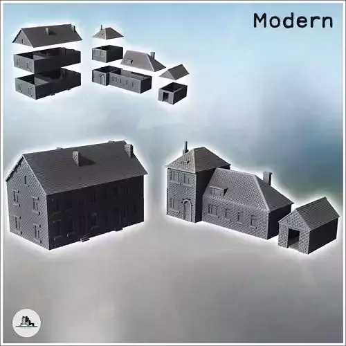 Set of modern houses with annex and fireplaces 6 - World War Two