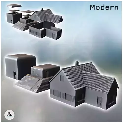 Modern House  Bunker Set for Fortified Defense 7 - World War Two 3D print model