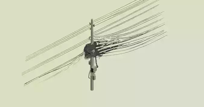 Electric Utility Pole 3D Model 3ds Max Corona FBX