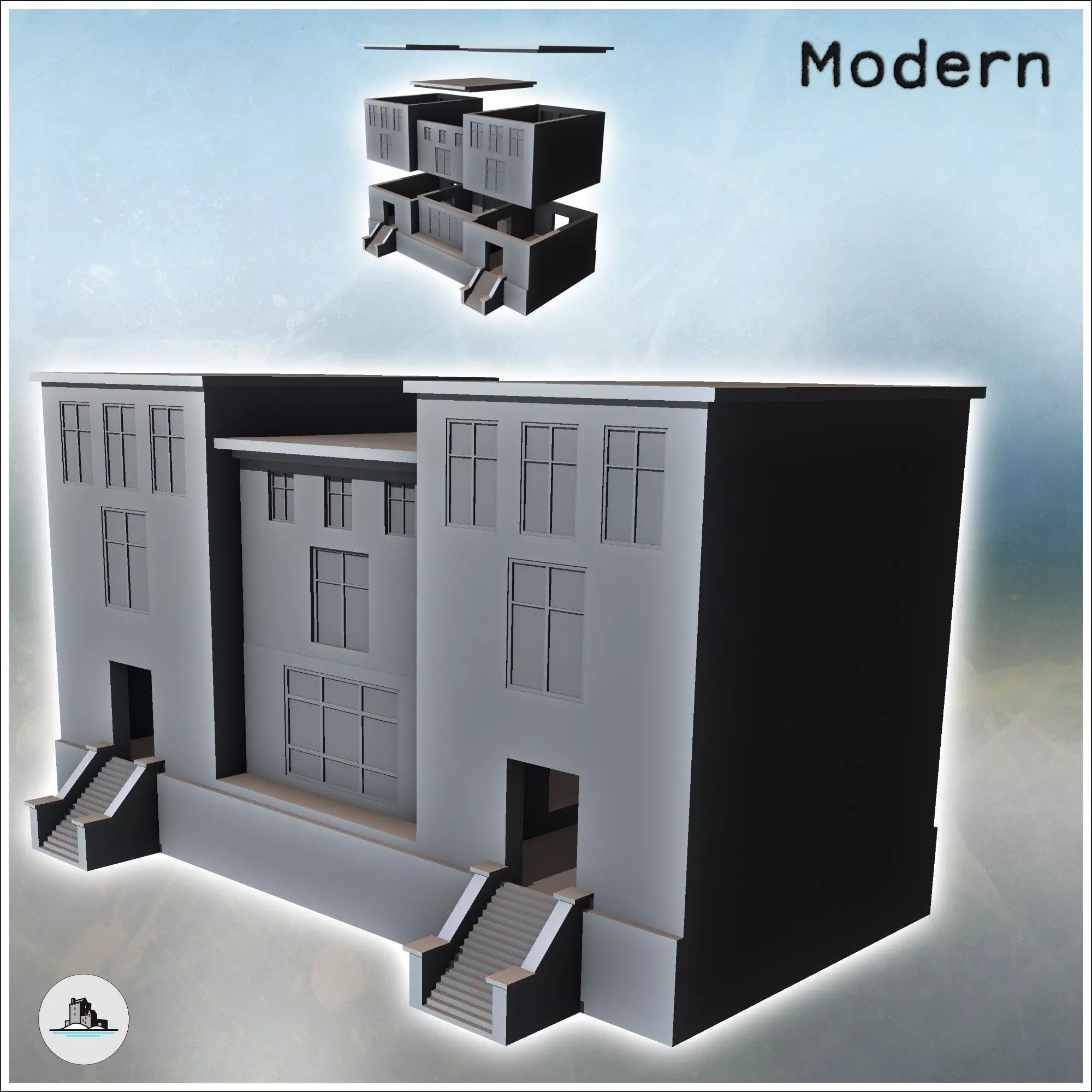 Modern Headquarters Building with Flat Roof Arnhem The Netherlan 3D print model_0