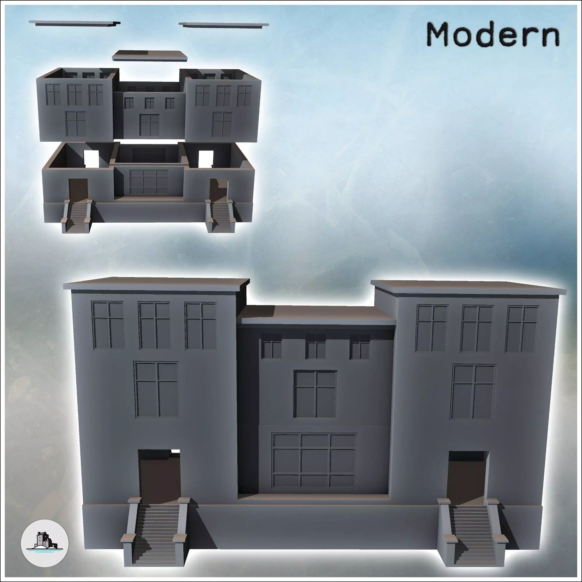 Modern Headquarters Building with Flat Roof Arnhem The Netherlan 3D print model_1