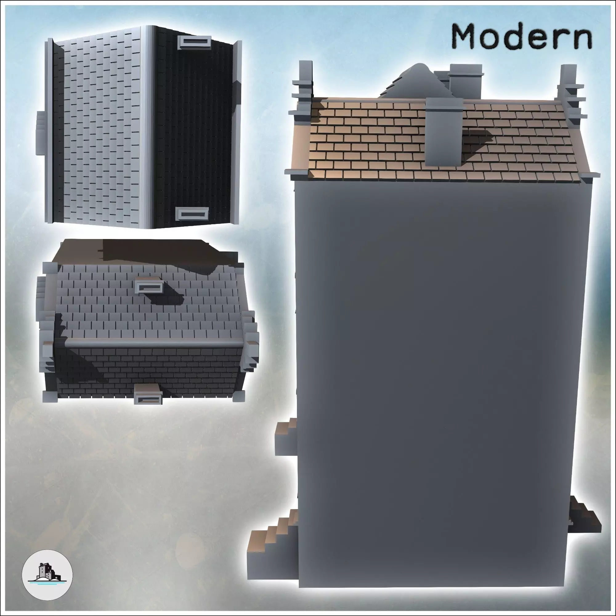 Set of Two Modern Flemish Houses 15 - World War Two Second WWII 3D print model_4