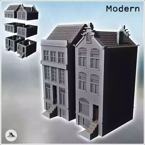 Set of Two Modern Flemish Houses 15 - World War Two Second WWII 