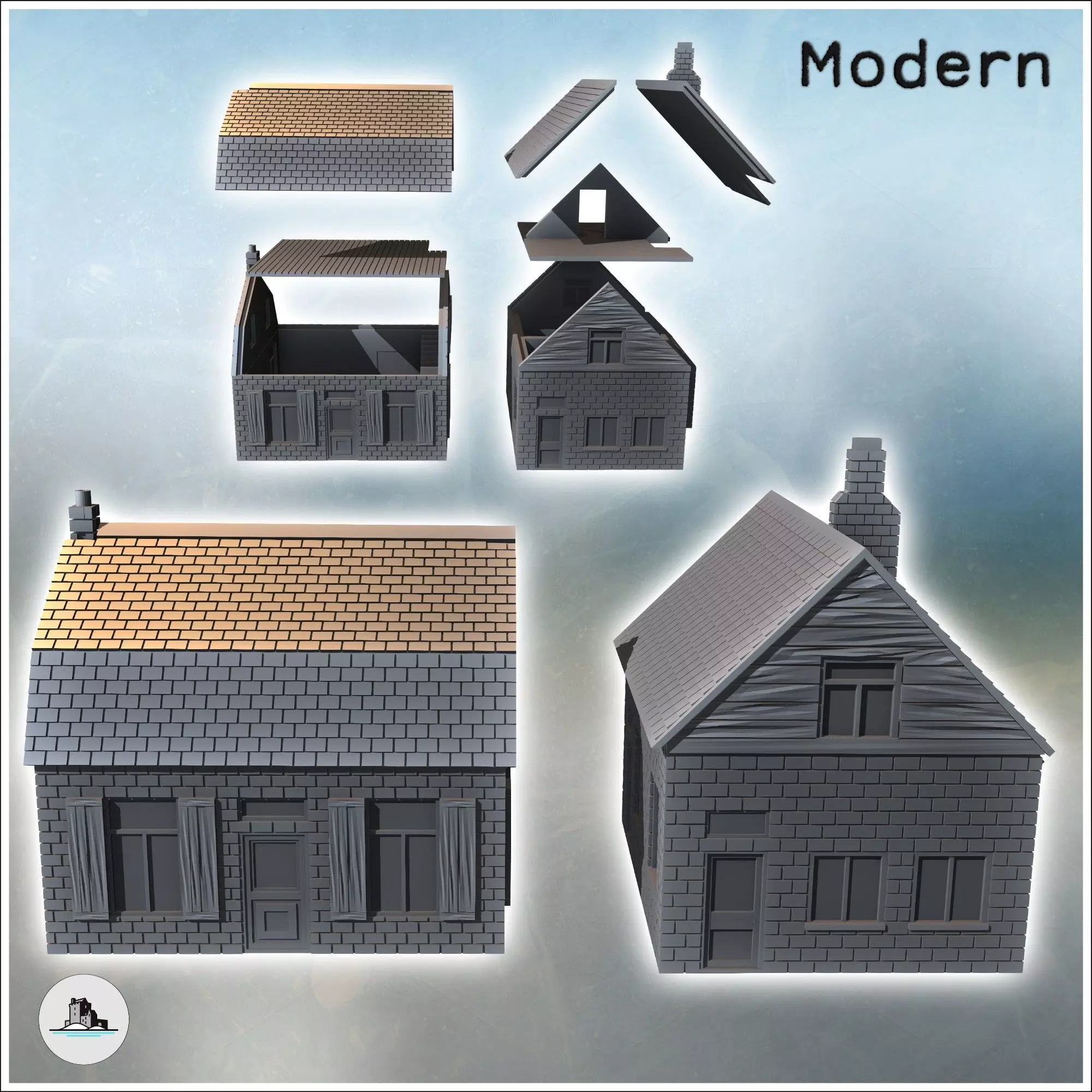 Set of houses on the Son bridge Netherlands - World War Two Seco 3D print model_1