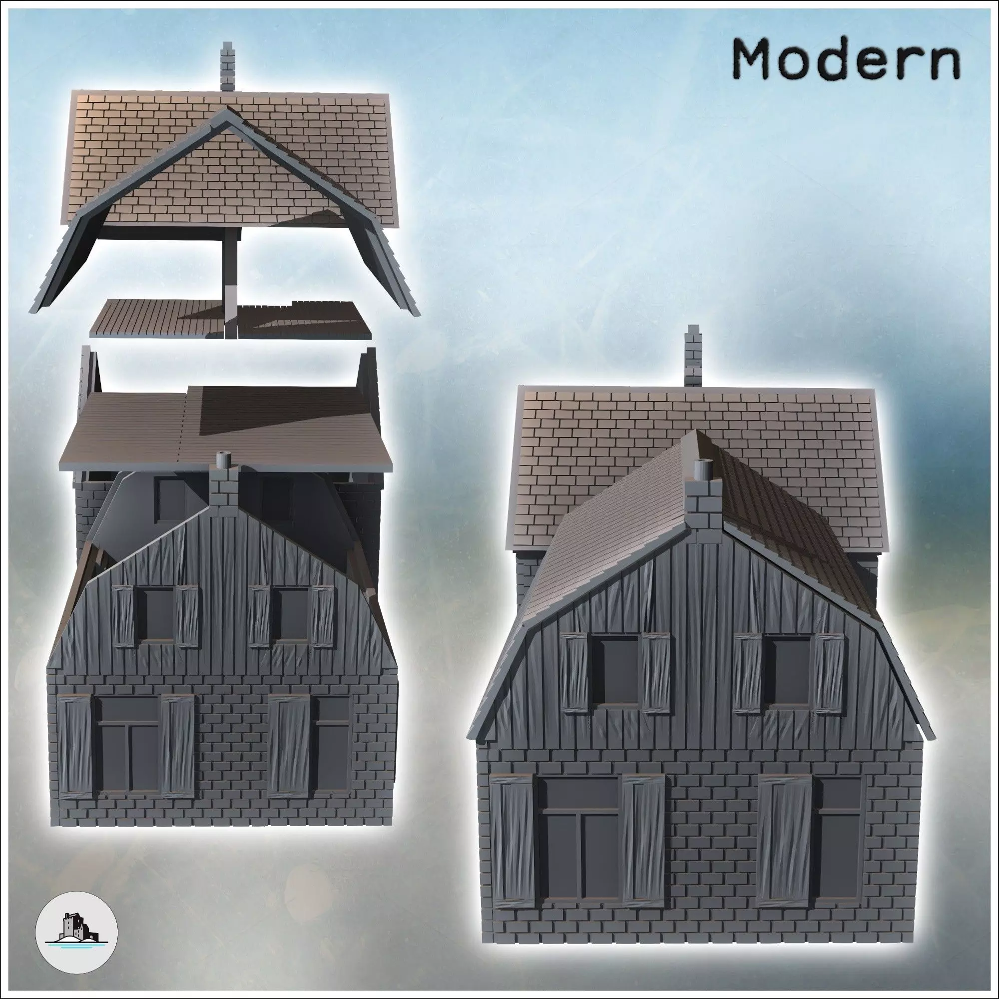 Set of houses on the Son bridge Netherlands - World War Two Seco 3D print model_2