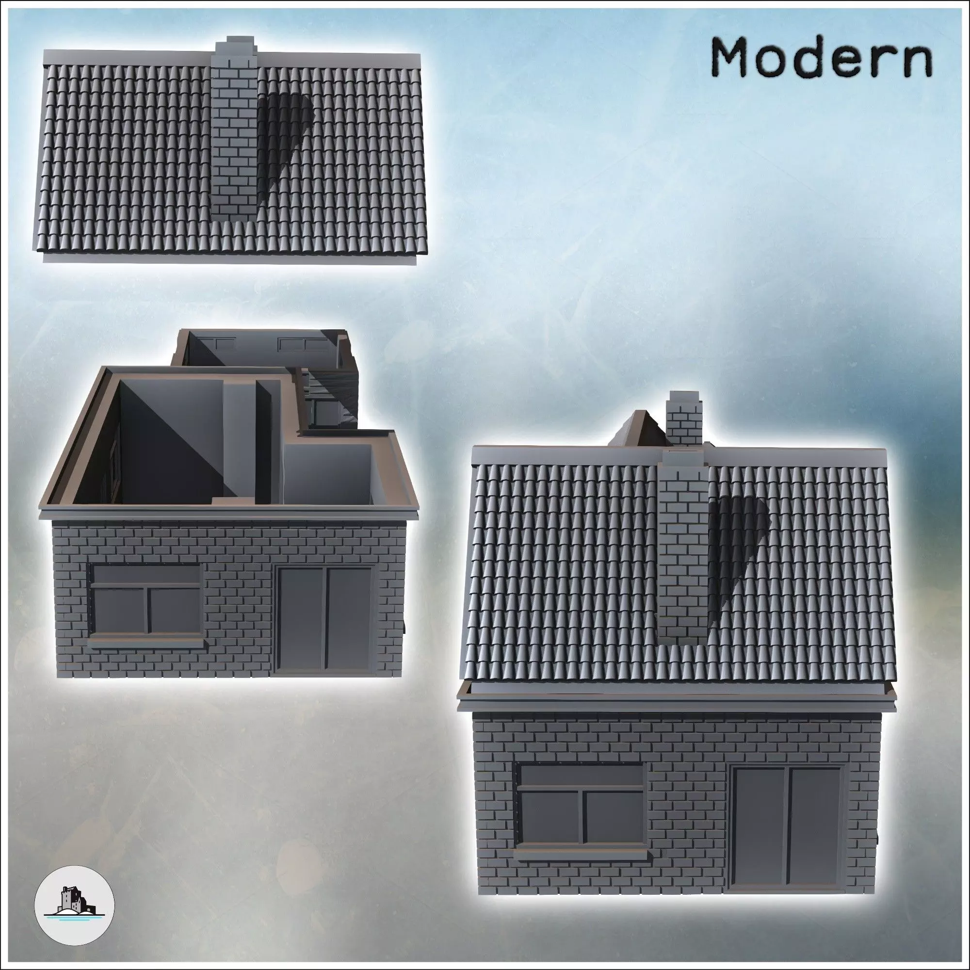 Set of two modern houses Veghel Netherlands - World War Two Seco 3D print model_3