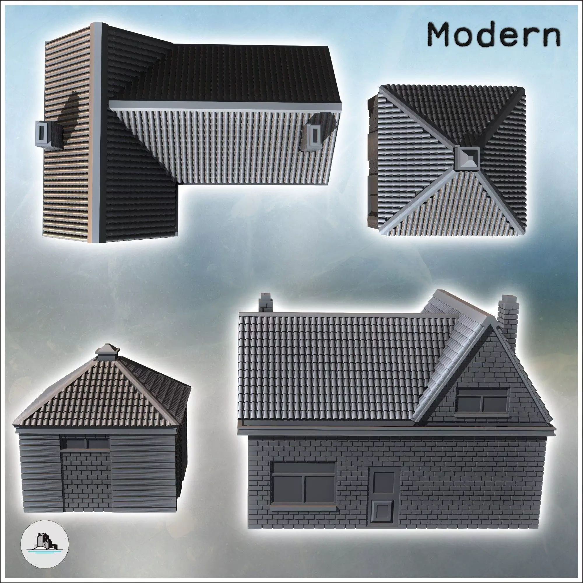 Set of two modern houses Veghel Netherlands - World War Two Seco 3D print model_4