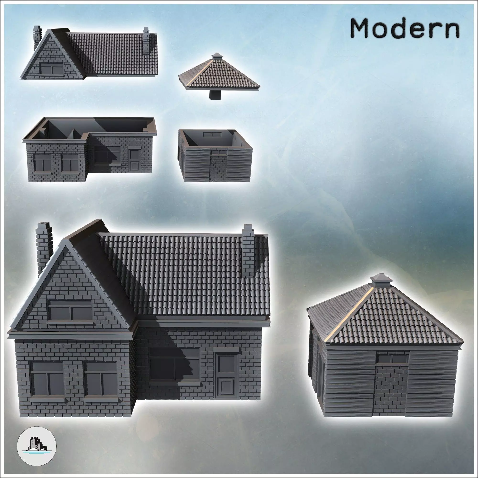 Set of two modern houses Veghel Netherlands - World War Two Seco 3D print model_2
