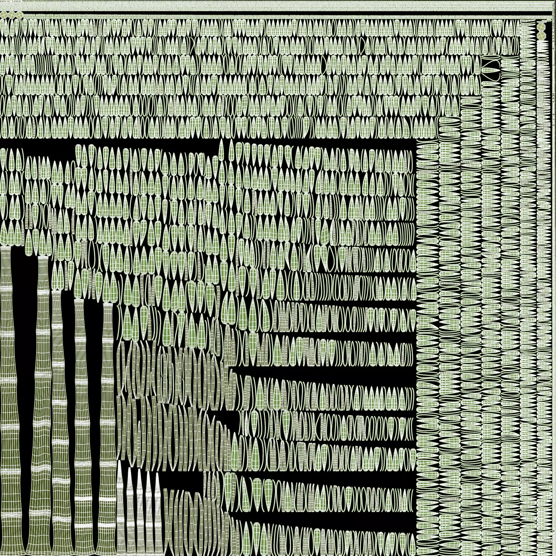 Bamboo Cluster Low-poly 3D model_10