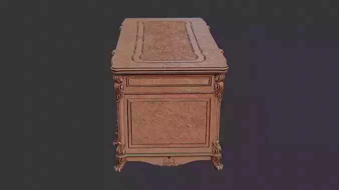 Wood Desk with Drawers and Carved Legs