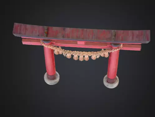 Realistic shrine torii gate 3D model_3