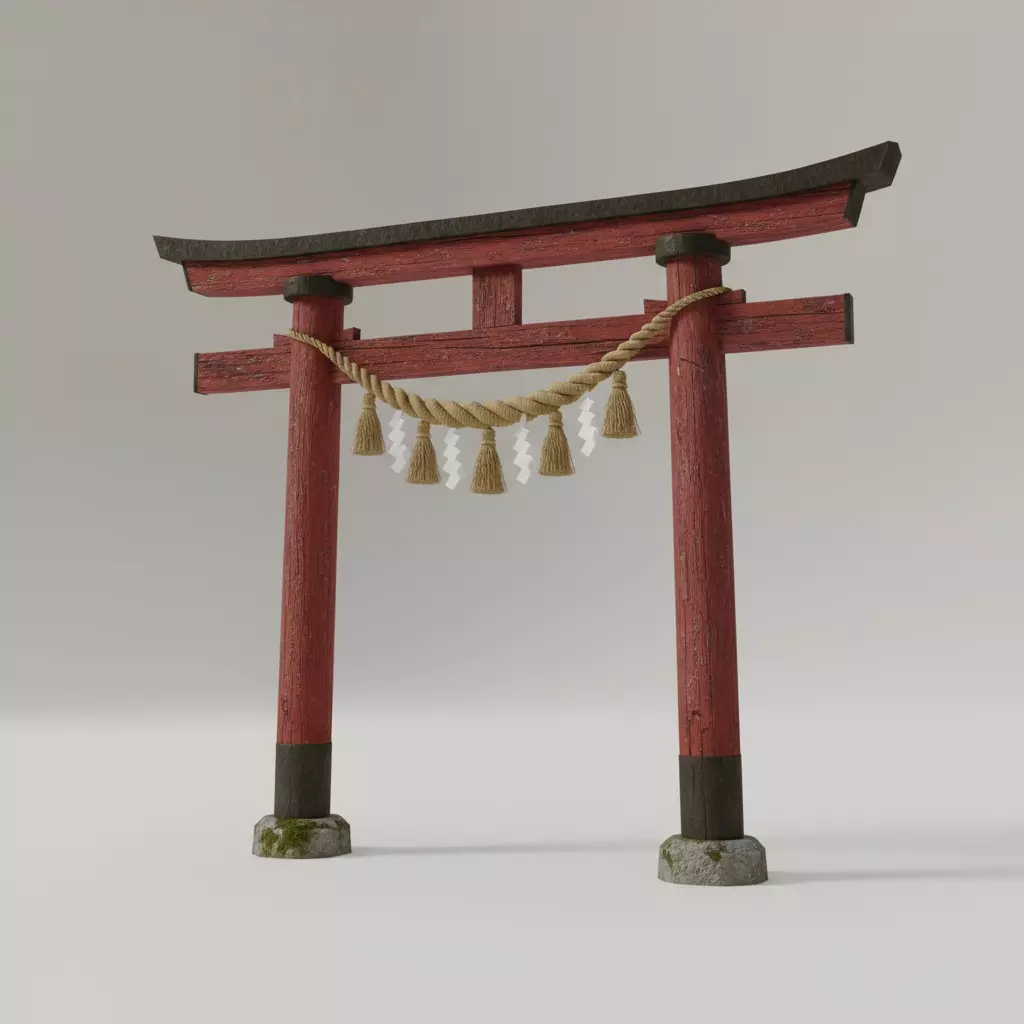 Realistic shrine torii gate 3D model_0