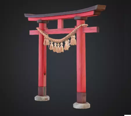 Realistic shrine torii gate 3D model_4