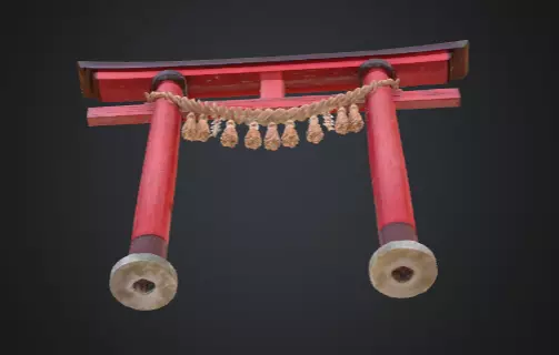 Realistic shrine torii gate 3D model_11