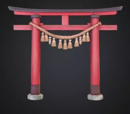 Realistic shrine torii gate 3D model_2