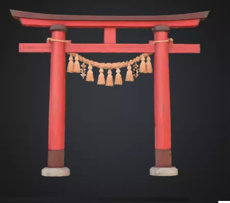 Realistic shrine torii gate 3D model_7