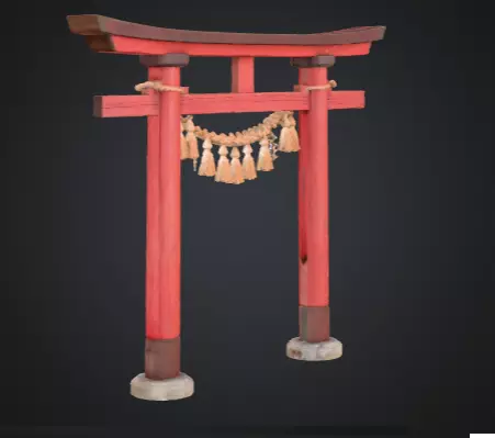 Realistic shrine torii gate 3D model_6