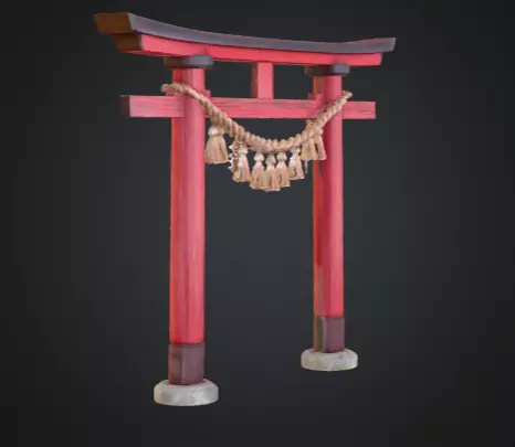 Realistic shrine torii gate 3D model_10
