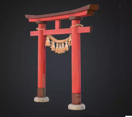Realistic shrine torii gate 3D model_8
