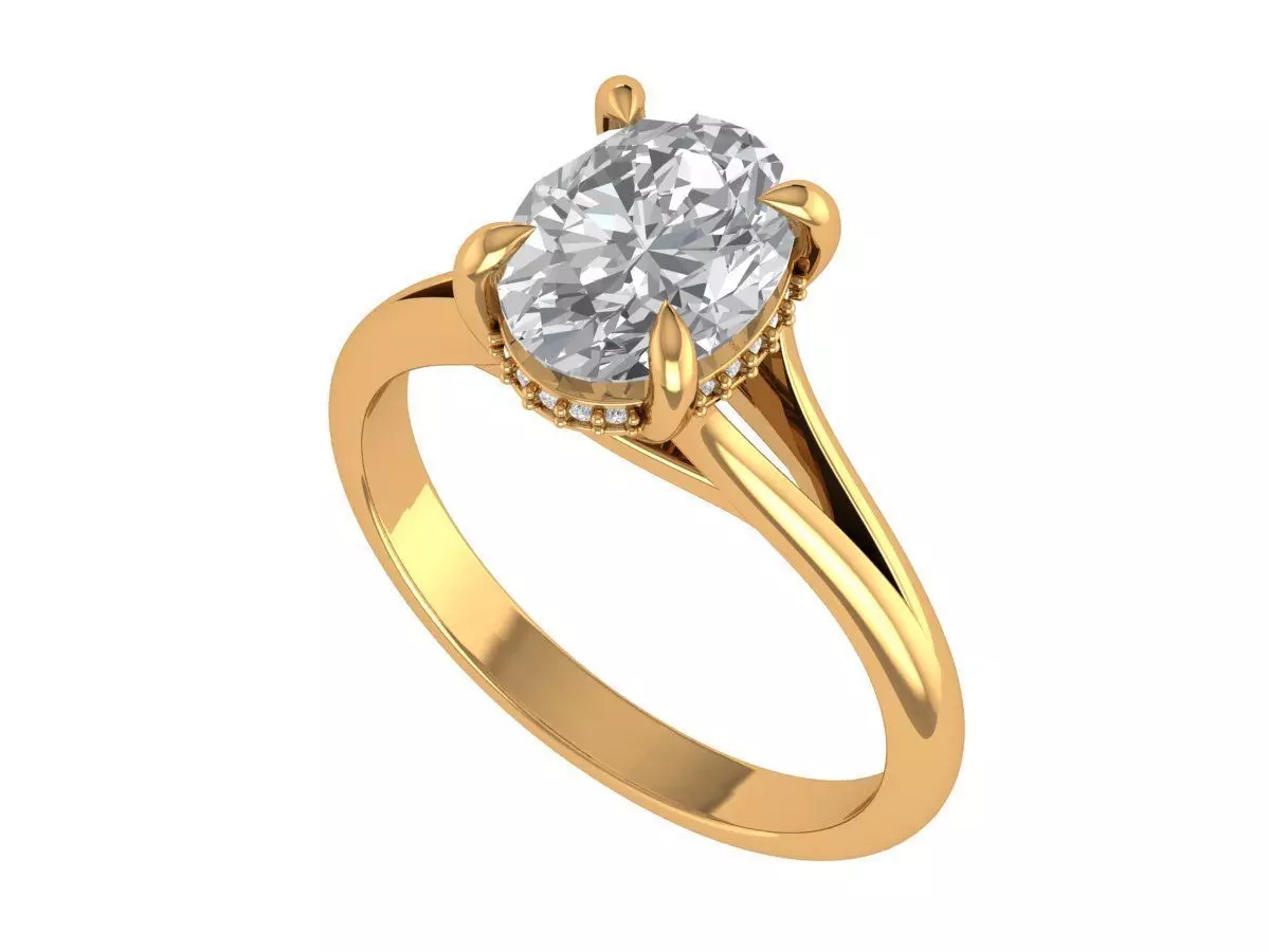 Oval Engagement Ring 3D print model_3