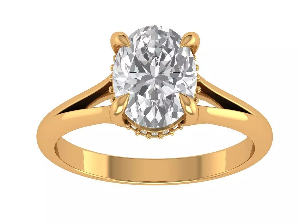 Oval Engagement Ring 3D print model_4