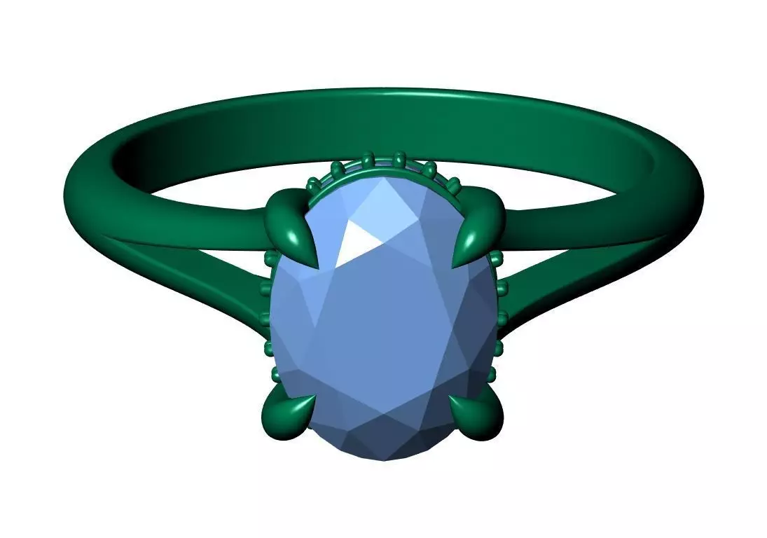 Oval Engagement Ring 3D print model_11