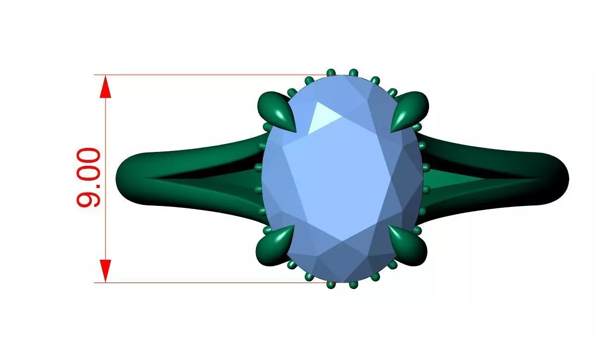 Oval Engagement Ring 3D print model_10