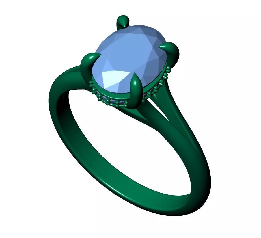Oval Engagement Ring 3D print model_8