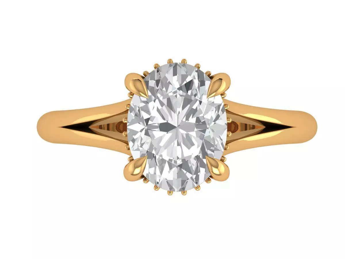 Oval Engagement Ring 3D print model_1