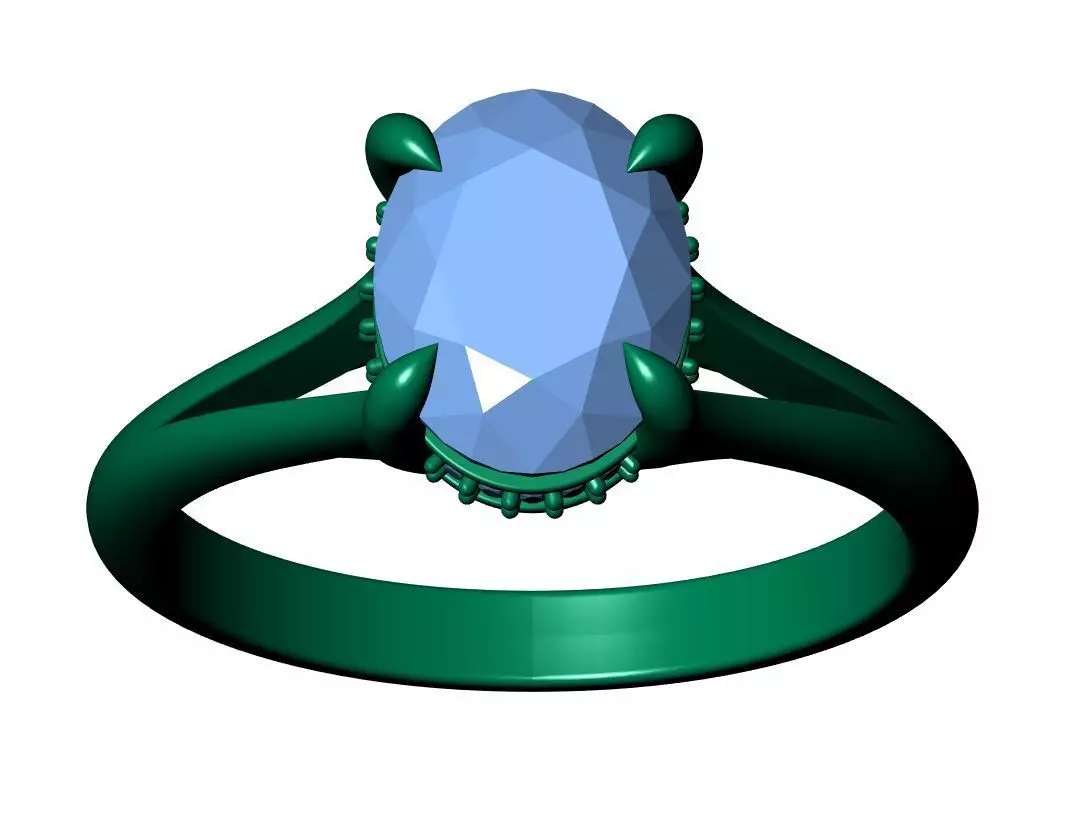 Oval Engagement Ring 3D print model_12